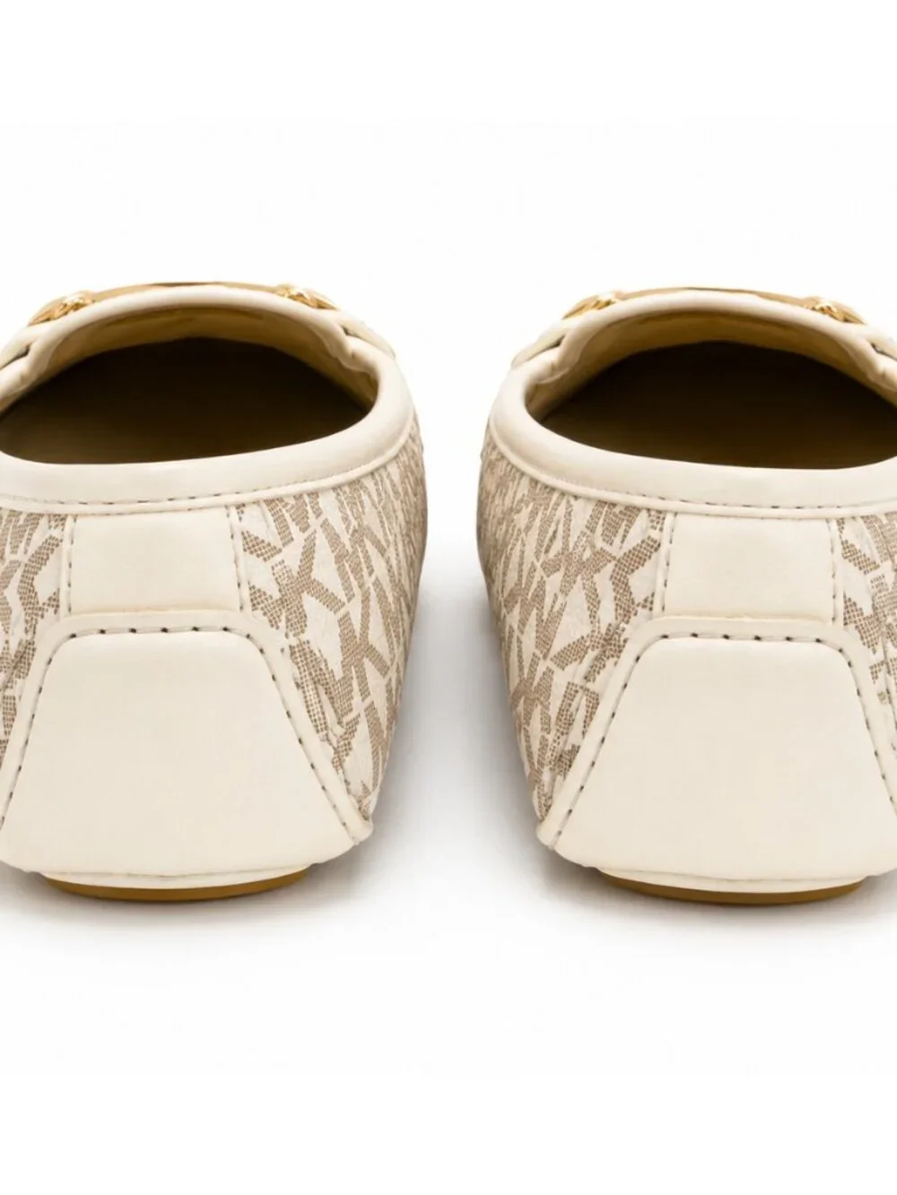 Michael Kors Fulton Studded Logo Moccasin Flats in Vanilla Cream
